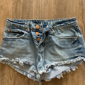 Mid rise jean shorts